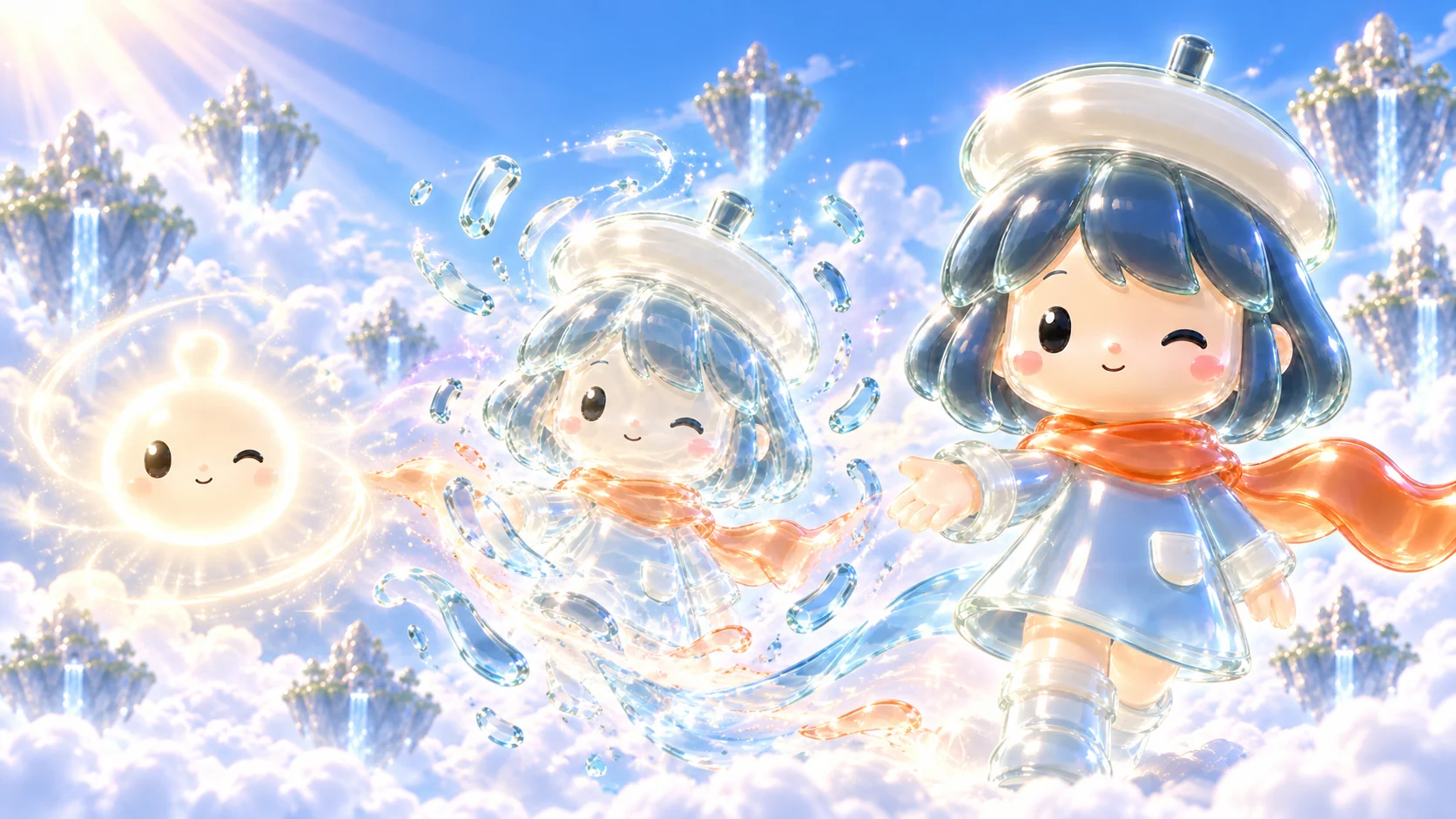 PONS transforming through glass into PONS WAIFU